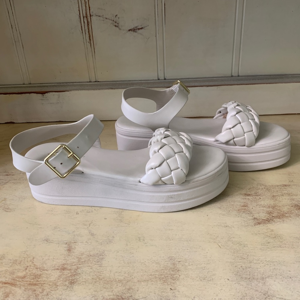 Soda white Platform Braided Sandal Size 8